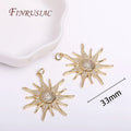 18K Gold Plated Brass Sunflower Charm with Zircon – 33mm DIY Jewelry Pendant Charm P3 18K Real Gold Plated 2 Pieces