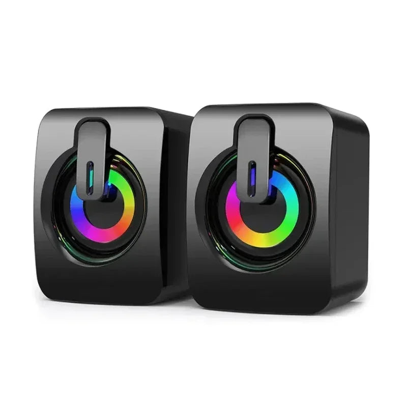 NOCCLILI USB Computer Speaker – LED HiFi Stereo & Microphone USB Computer Speaker P3 SKU-02-Black-Light USB Type-C
