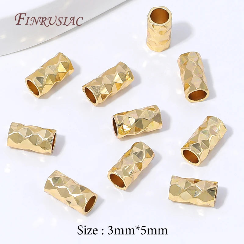 50Pcs Rhodium Plated Tube Spacer Beads | DIY Jewelry Making Jewelry Spacer Beads P3 18K Gold Plated 50 pcs