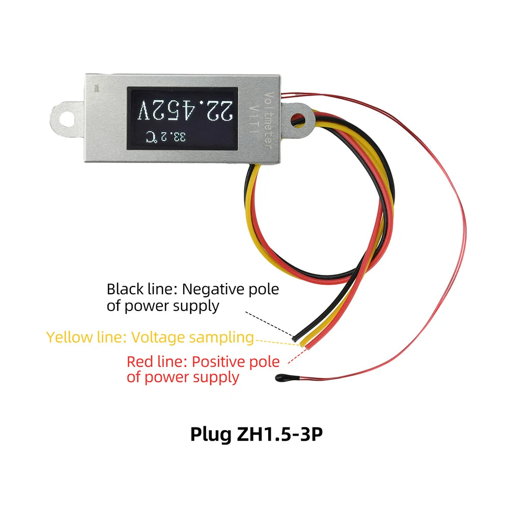 Gaqqee Mini OLED Voltmeter DC 5–30V & Temperature Meter Digital Voltmeter Meter P3