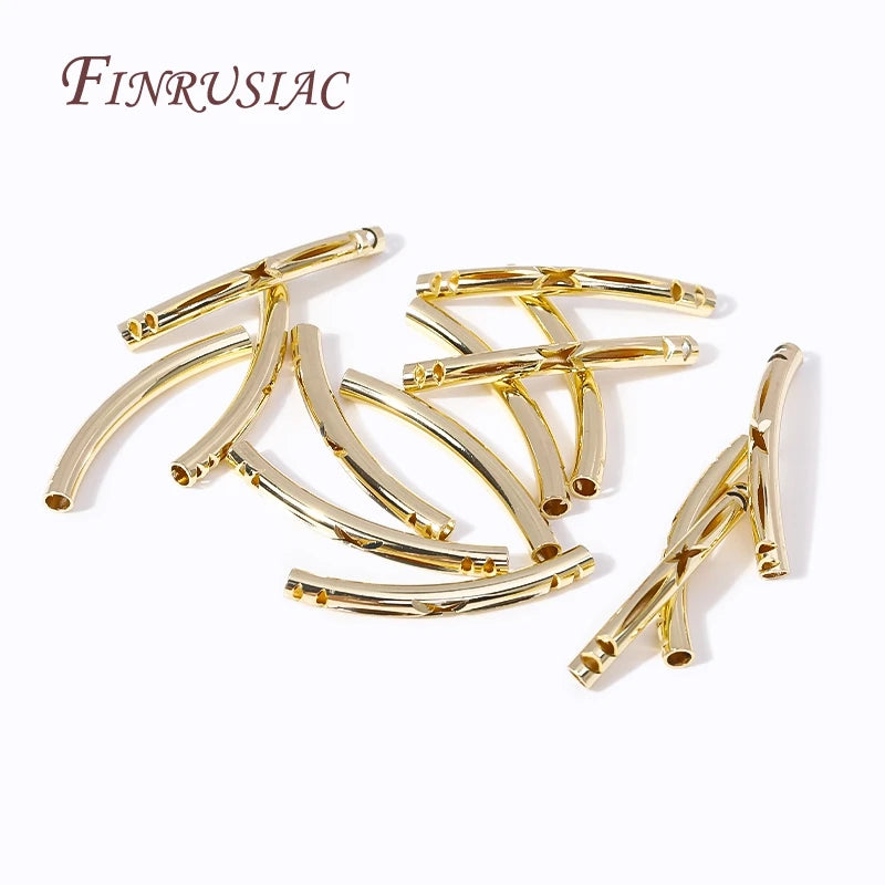 18K Gold Plated Brass Curved Tube Beads Connector | DIY Jewelry Jewelry Findings P3