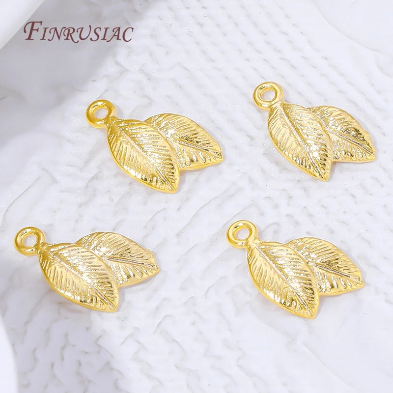18K Gold Plated Brass Double Leaf Charm Connectors – 10/20 Pcs Jewelry Charm Connectors P3