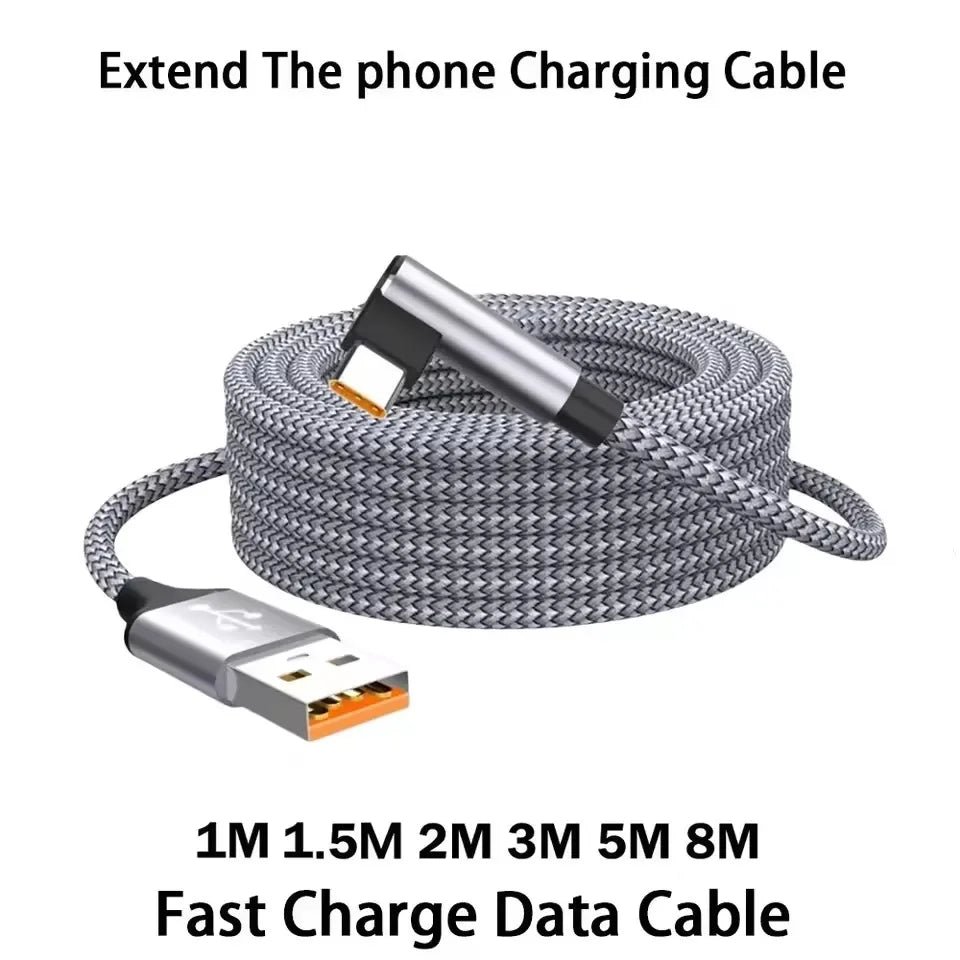6A Right-Angle USB-C Fast Charge Cable | 1m–8m Braided USB-C Charging Cable P3