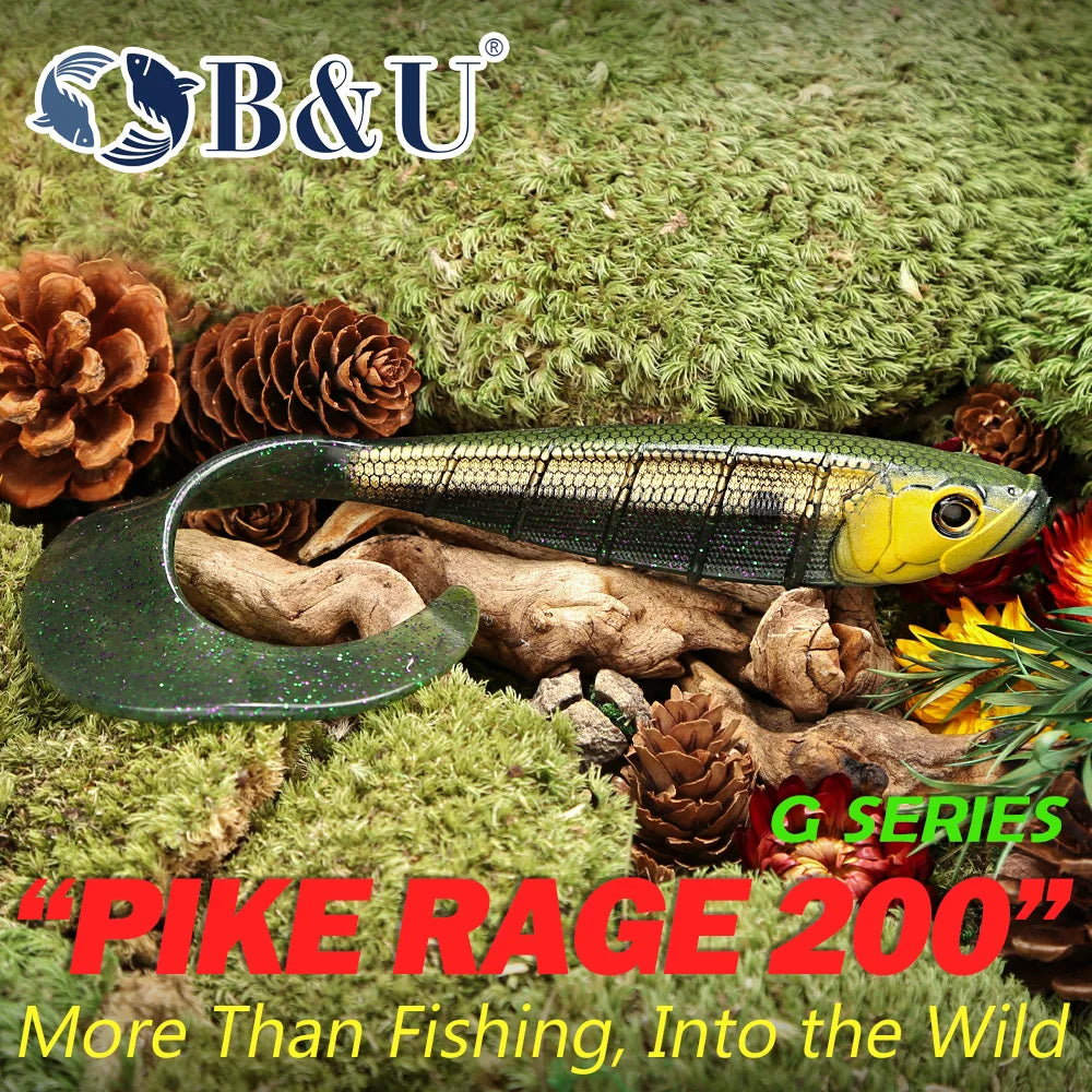 B&U 200mm Soft Curly Tail Swimbait – Pike Musky Bass Lure Soft Plastic Lure P3
