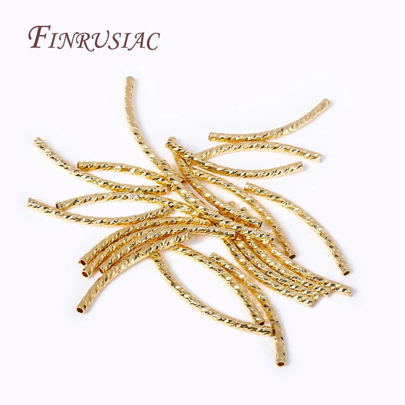 18K Gold Plated Curved Tube Beads – DIY Jewelry Making 20/25/30mm Jewelry Making Beads P3