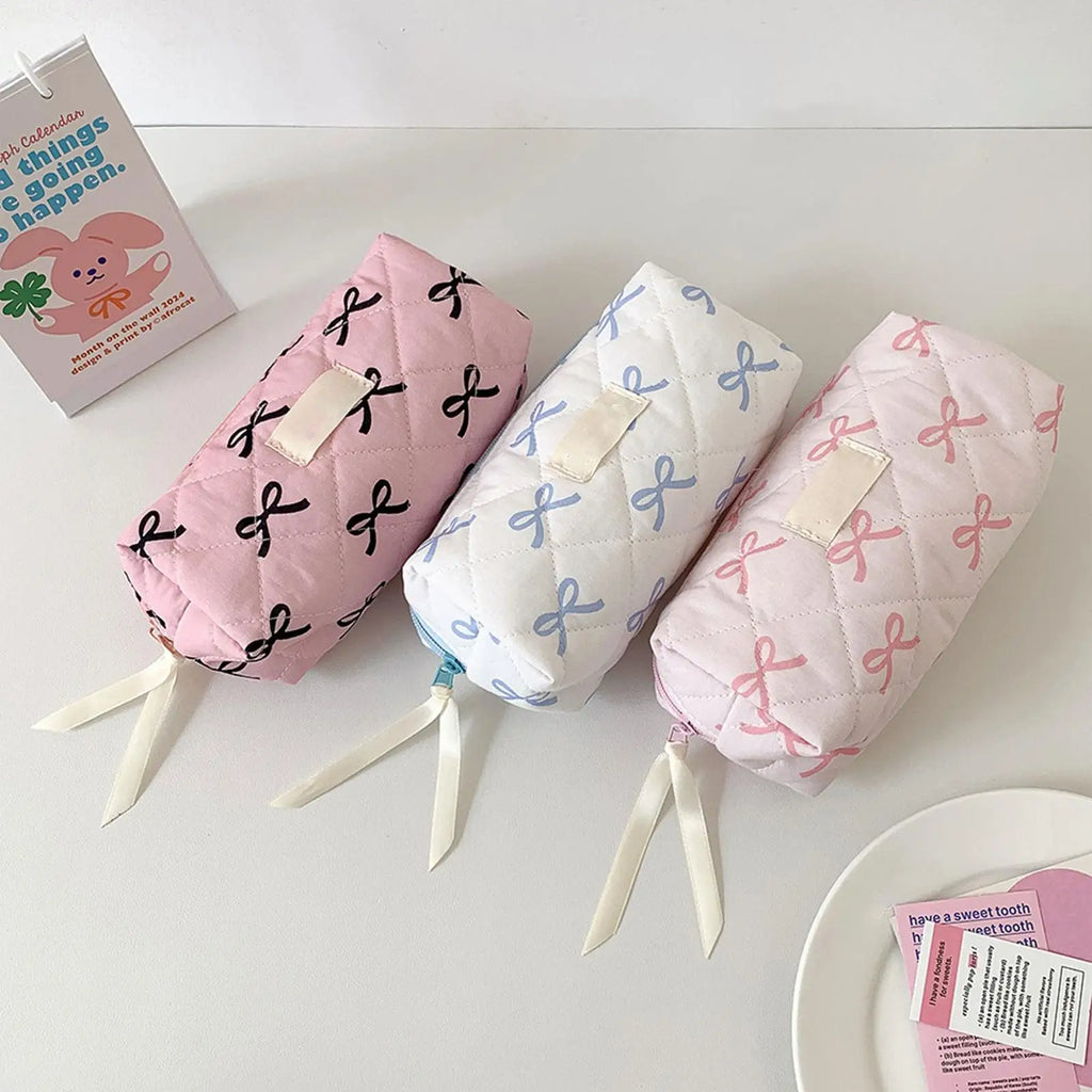 Bow-Knot Pencil Pouch – Large Capacity Girls Stationery Bag