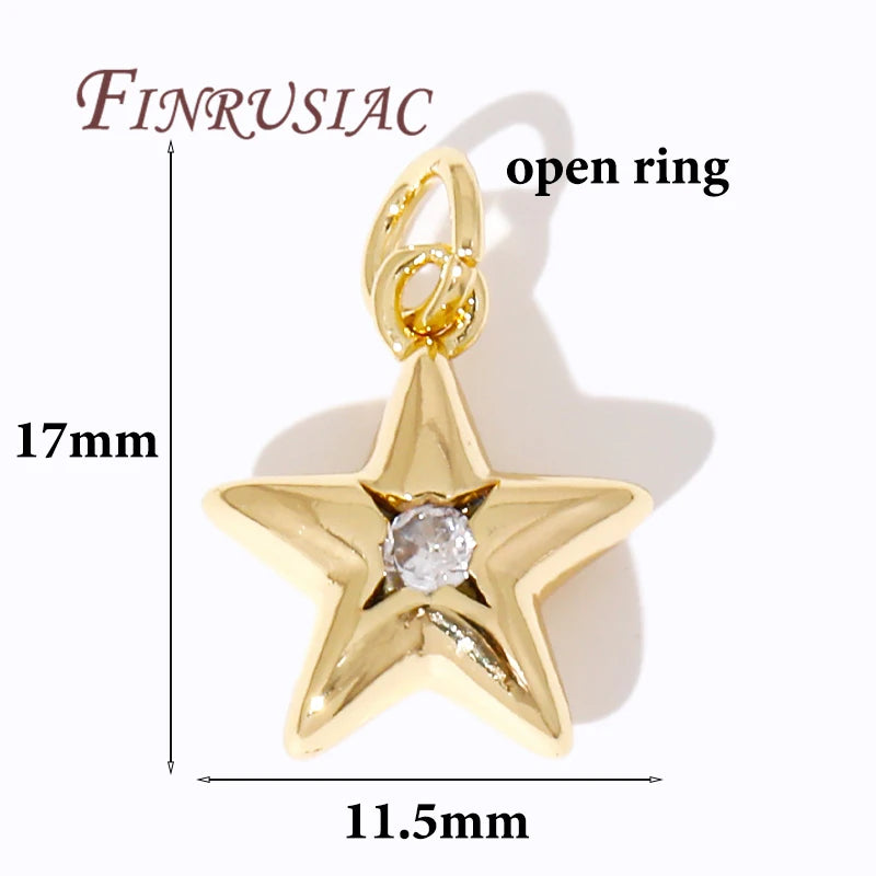 18K Gold Plated Star Charms – Brass Zircon DIY Jewelry Pendants DIY Jewelry Charms P3 18K Real Gold Plated 4 pieces