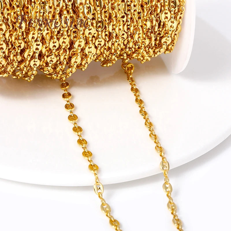 18K Gold Plated Pig Nose Chain – DIY Necklace & Bracelet Bulk Jewelry Making Chain P3