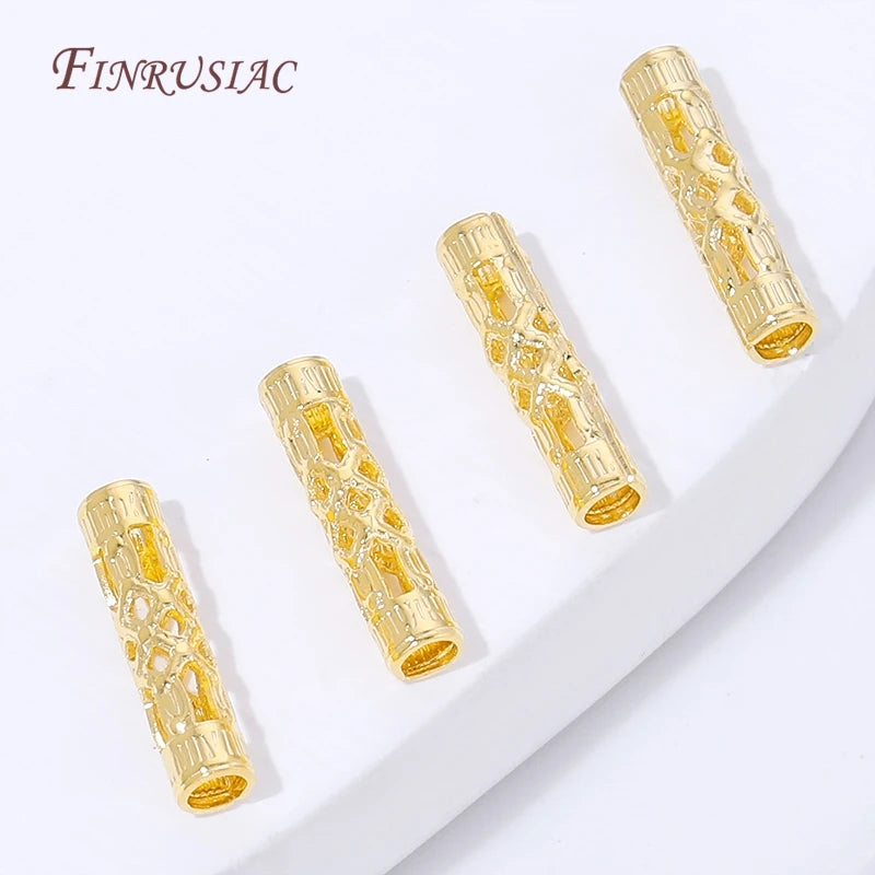 18K Gold Plated Filigree Cylinder Tube Spacer Beads | DIY Jewelry Jewelry Spacer Beads P3