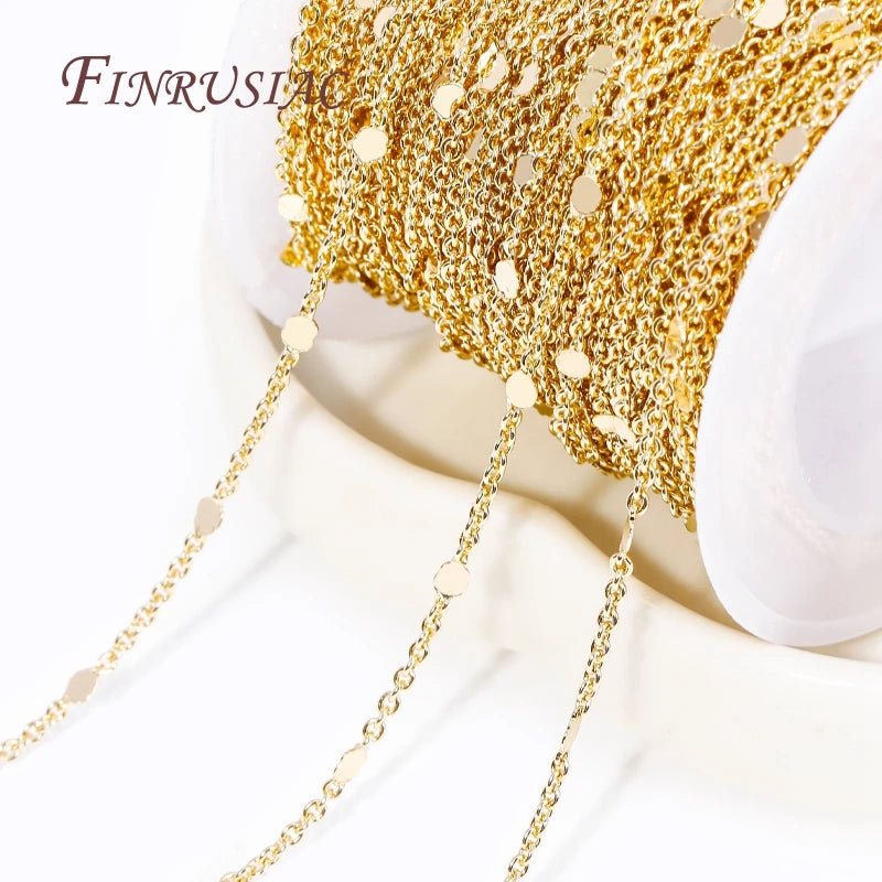 18K Gold Plated Brass Round Spool Chain – DIY Jewelry Making Jewelry Chain Findings P3