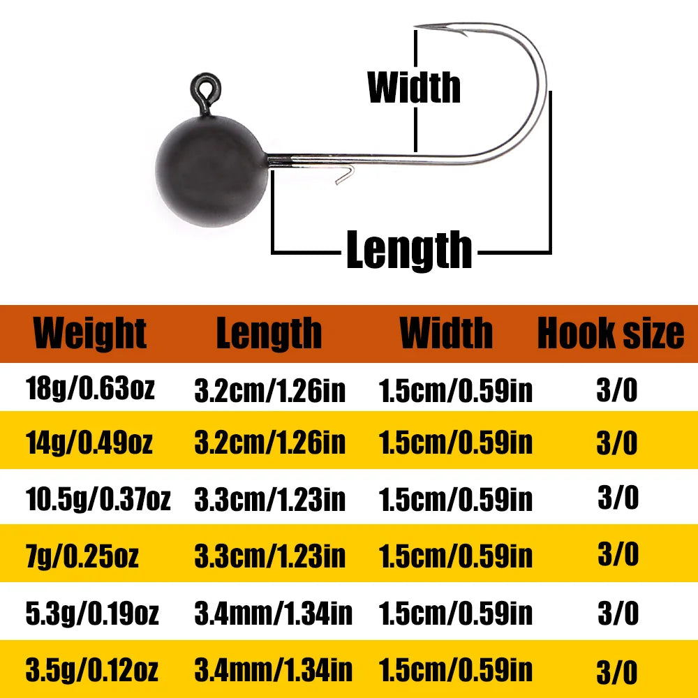 B&U Tungsten Jig Head Hooks 3/0 4/0 – Barbed Bass & Pike Tackle Jig Head Hooks P3