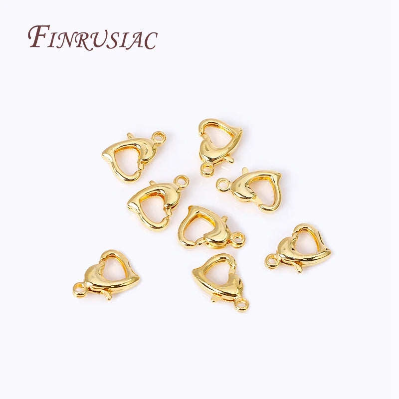 18K Gold Plated Heart Lobster Clasps – 10mm/12mm Jewelry Findings Jewelry Clasps P3