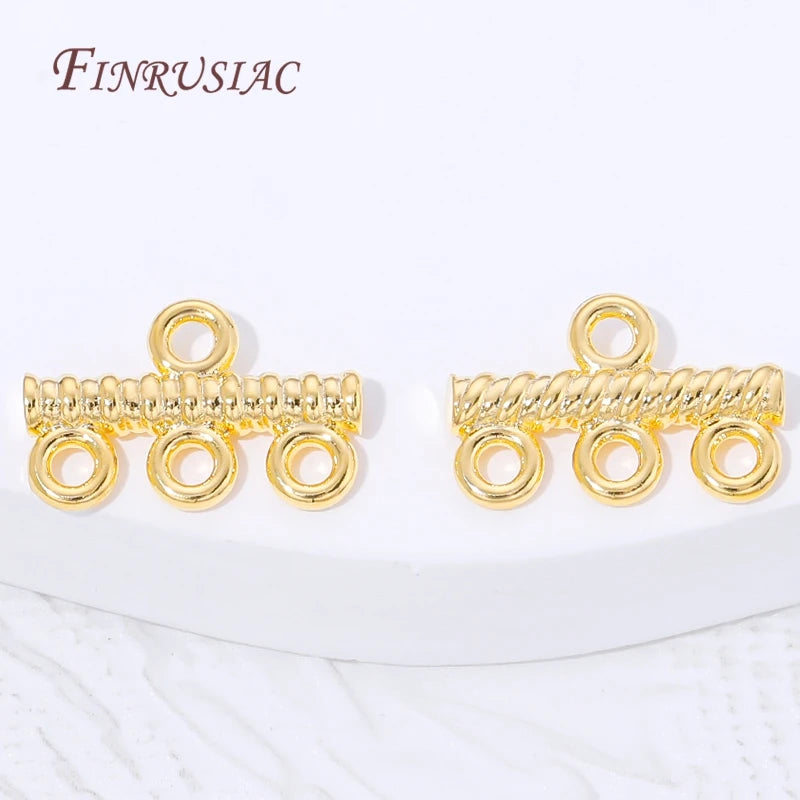 18K Gold Plated 3-Hole Multi Strand Twisted Clasp Connector Jewelry Clasp Connector P3