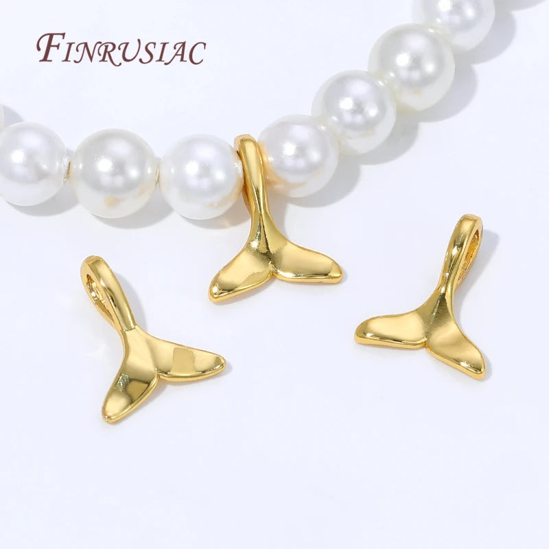 18K Gold Plated Fishtail Charm Pendants | Brass DIY Jewelry Jewelry Charm Pendants P3