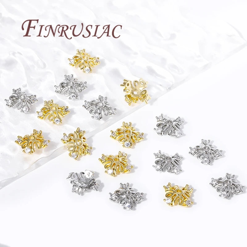 18K Gold Plated Brass Zircon Bead Caps – DIY Jewelry Findings Jewelry Bead Caps P3
