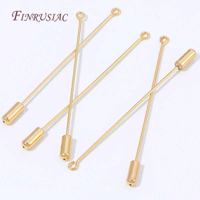 18K Gold Plated 70mm Brooch Pin Stem with Cap | DIY Jewelry Brooch Pin Finding P3