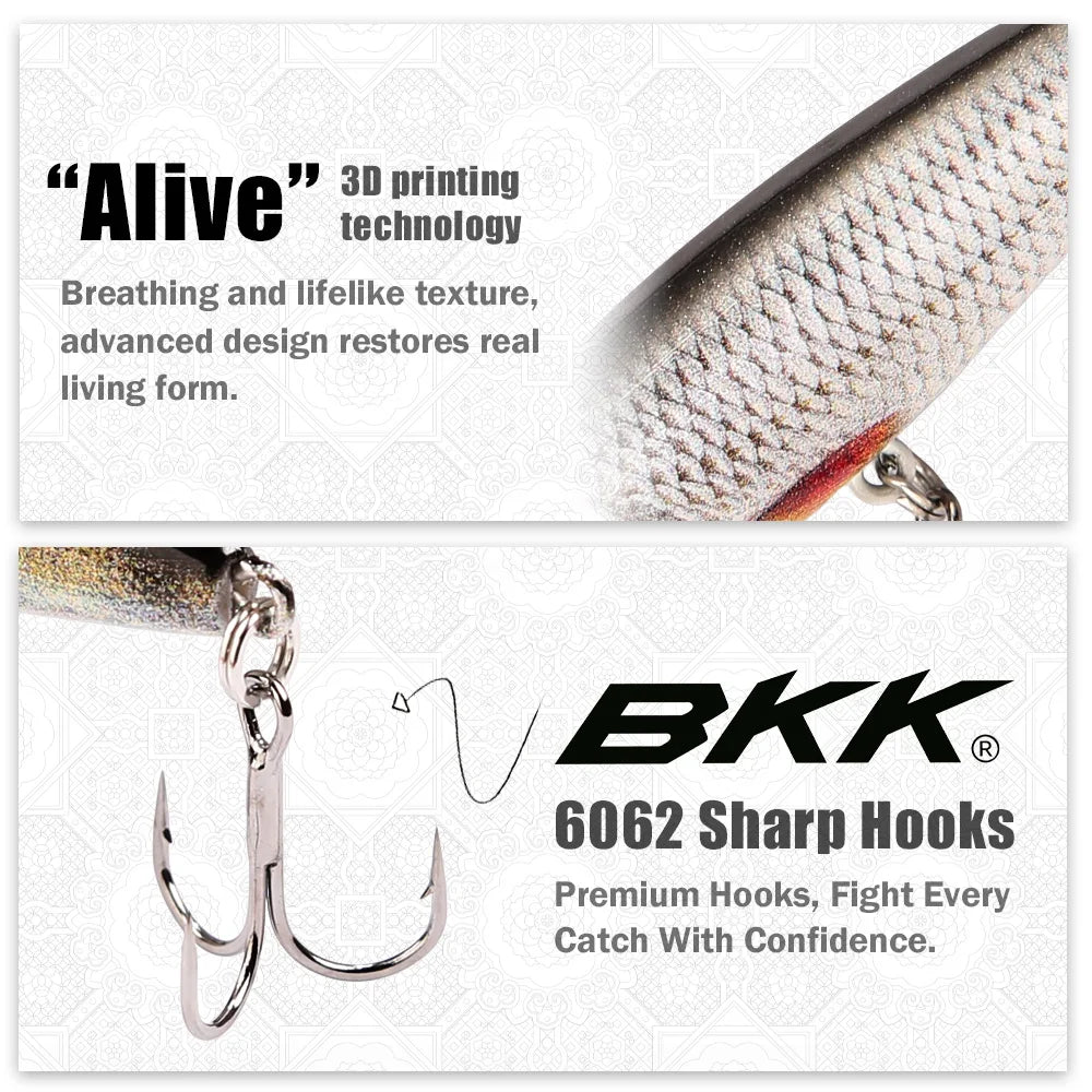 B&U Trout Sinking Minnow Lures Set | 3D Jerkbait 3/4pcs Fishing Lure Set P3