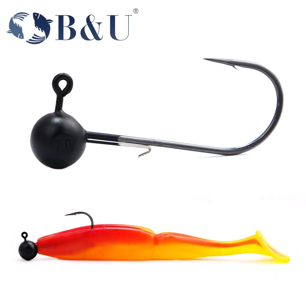 B&U Tungsten Jig Head Hooks 3/0 4/0 – Barbed Bass & Pike Tackle Jig Head Hooks P3