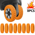 8-Pack Silicone Luggage Wheel Covers | Quiet Caster Protectors Luggage Wheel Covers P3 Orange-8Pcs