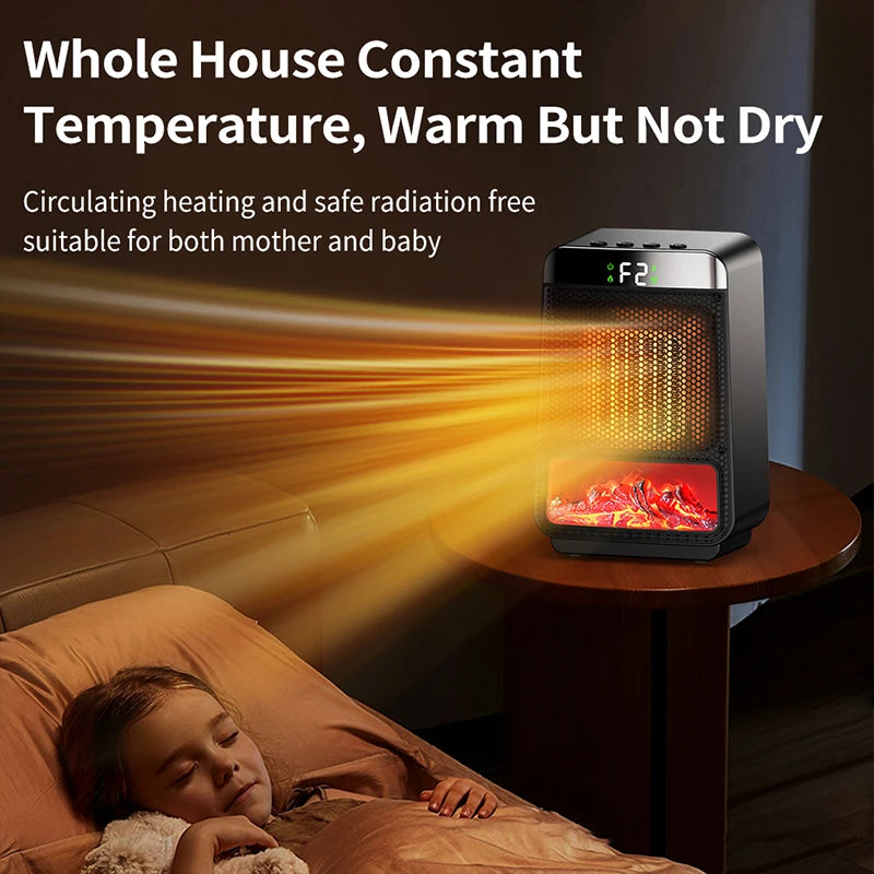 3D Flame Electric Fireplace Heater – PTC Timer Silent | NOCCLILI Electric Fireplace Heater P3