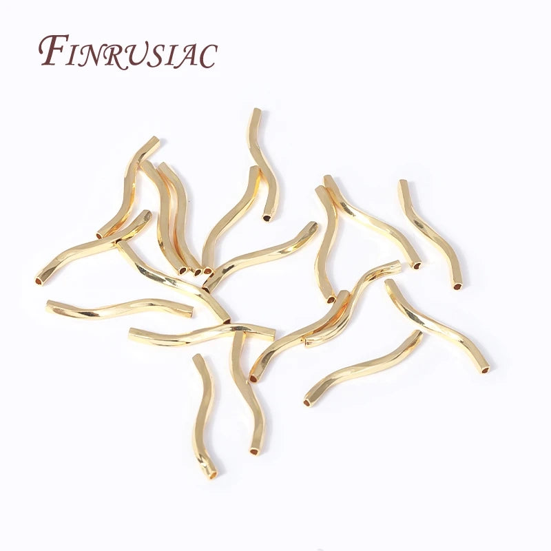 18K Gold Plated Wavy Tube Spacer Beads 1.8x20mm – DIY Jewelry Jewelry Spacer Beads P3