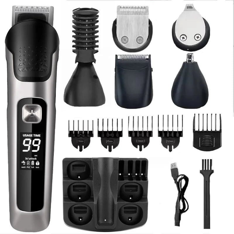 VOAUN USB Rechargeable Electric Shaver & Hair Clipper Set Electric Shaver Set P3 Black 100V-127V US Plug