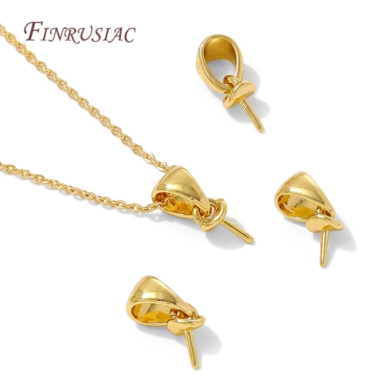 18K Gold Plated Brass Bail Pearl Mount – DIY Jewelry Findings Jewelry Bail Findings P3