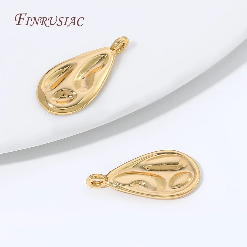 18K Gold Plated Teardrop Charms | Brass Water Drop Pendants Jewelry Making Charms P3