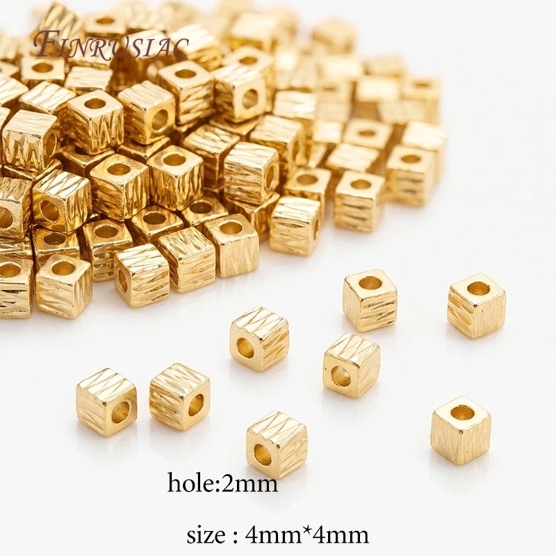 18K Gold Plated Cube Spacer Beads – DIY Jewelry Making Jewelry Spacer Beads P3 18K Real Gold Plated 10 pcs