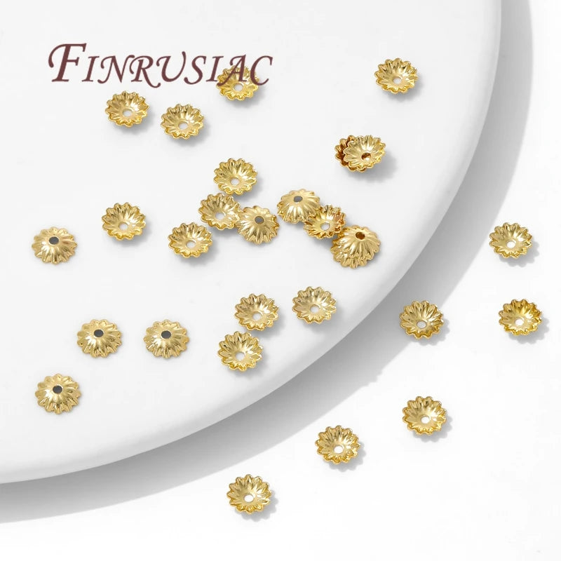 18K Gold Plated Flower Bead Caps 5.7mm – 50/100 Pcs DIY Jewelry Jewelry Bead Caps P3