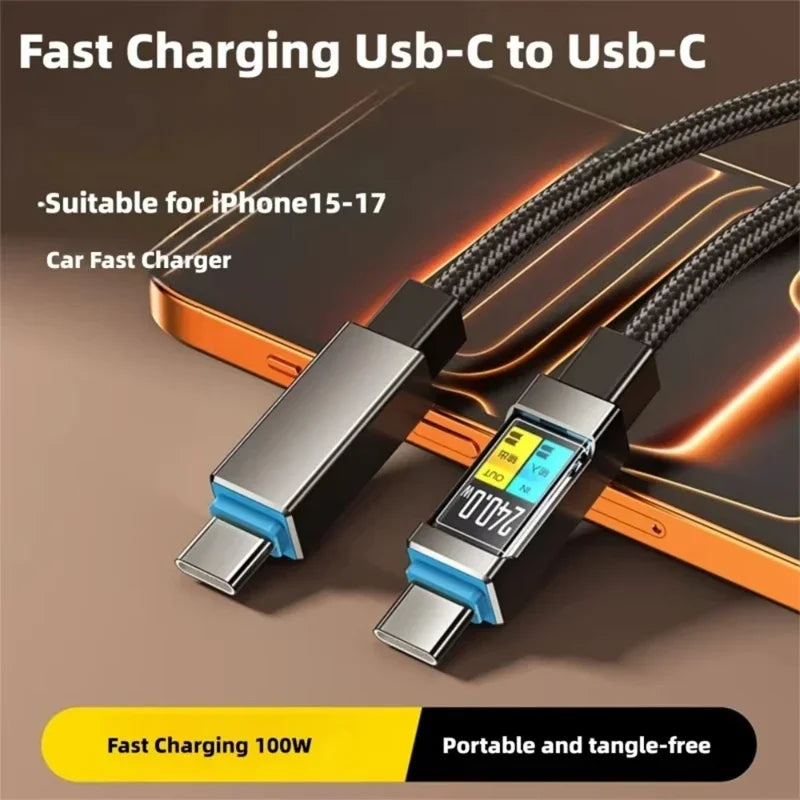 100W USB-C to USB-C Fast Charging Cable | 6A High-Speed Data USB-C Charging Cable P3