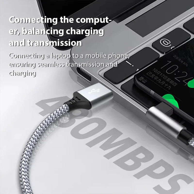 6A Right-Angle USB-C Fast Charge Cable | 1m–8m Braided USB-C Charging Cable P3