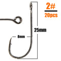 B&U 20-Pack Big Eye Long Shank Barbed Fishing Hooks | Worm Lure Fishing Hooks P3 2