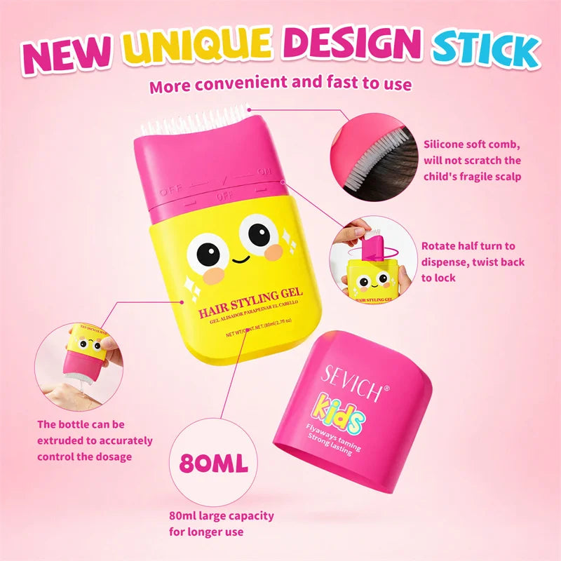 Sevich Kids Hair Styling Gel 80ml | Built-In Comb Flyaway Tamer Kids Hair Styling Gel P3