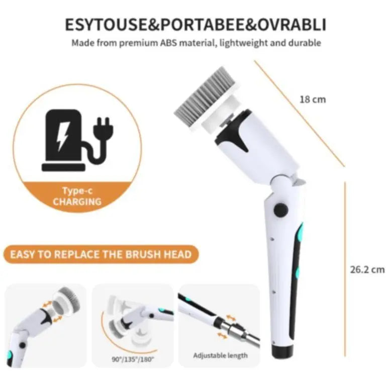 Electric Spin Scrubber – Cordless Brush with 5 Heads, Type-C Electric Spin Scrubber P3