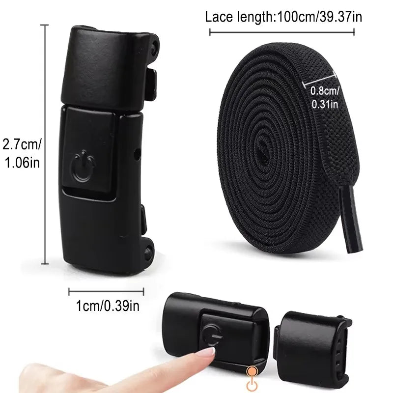 Elastic No-Tie Shoelaces Press Lock – Kids & Adults 8mm Flat Elastic Shoelaces P3