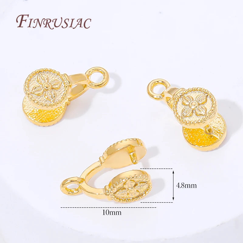 18K Gold Plated Flower Pinch Bails – DIY Jewelry Connectors Jewelry Making Findings P3 18K Gold Plated 10 pieces
