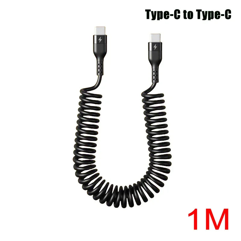 66W Retractable USB-C Fast Charging Cable – 5A | 1M/1.8M/2M Retractable Charging Cable P3 1M Dual Type-C