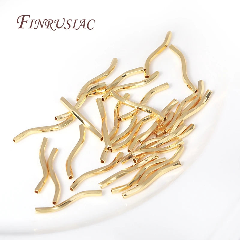 18K Gold Plated Wavy Tube Spacer Beads 1.8x20mm – DIY Jewelry Jewelry Spacer Beads P3