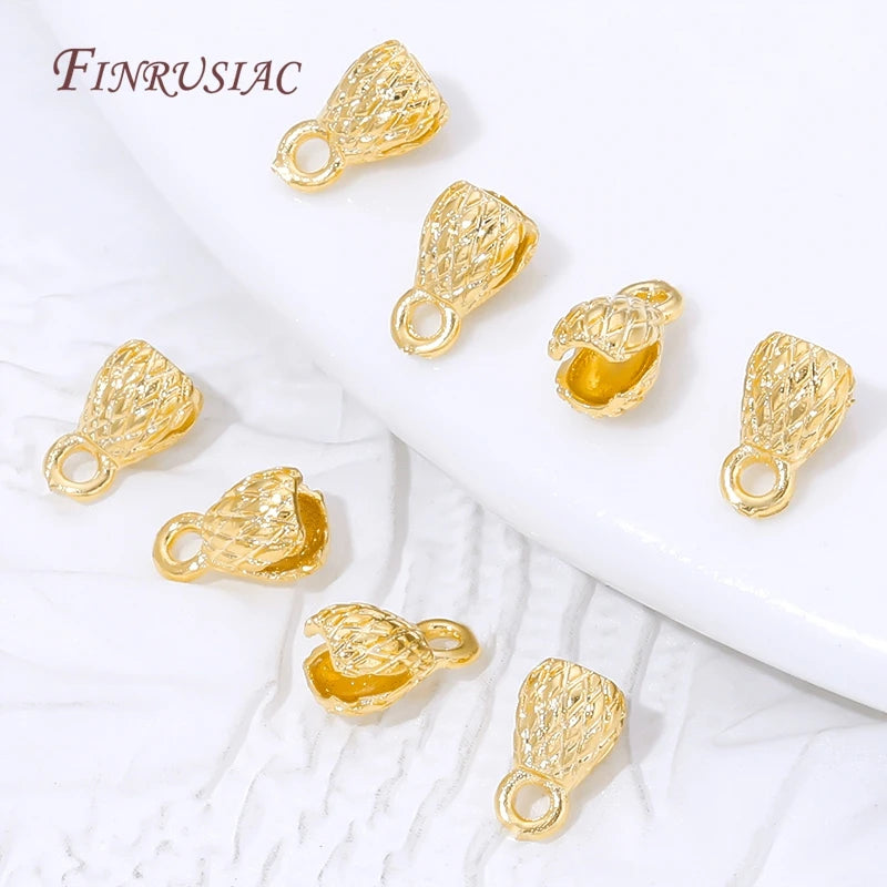 18K Gold Plated Pinecone End Caps & Cord Connectors | 10/20 Pcs Jewelry Making Findings P3