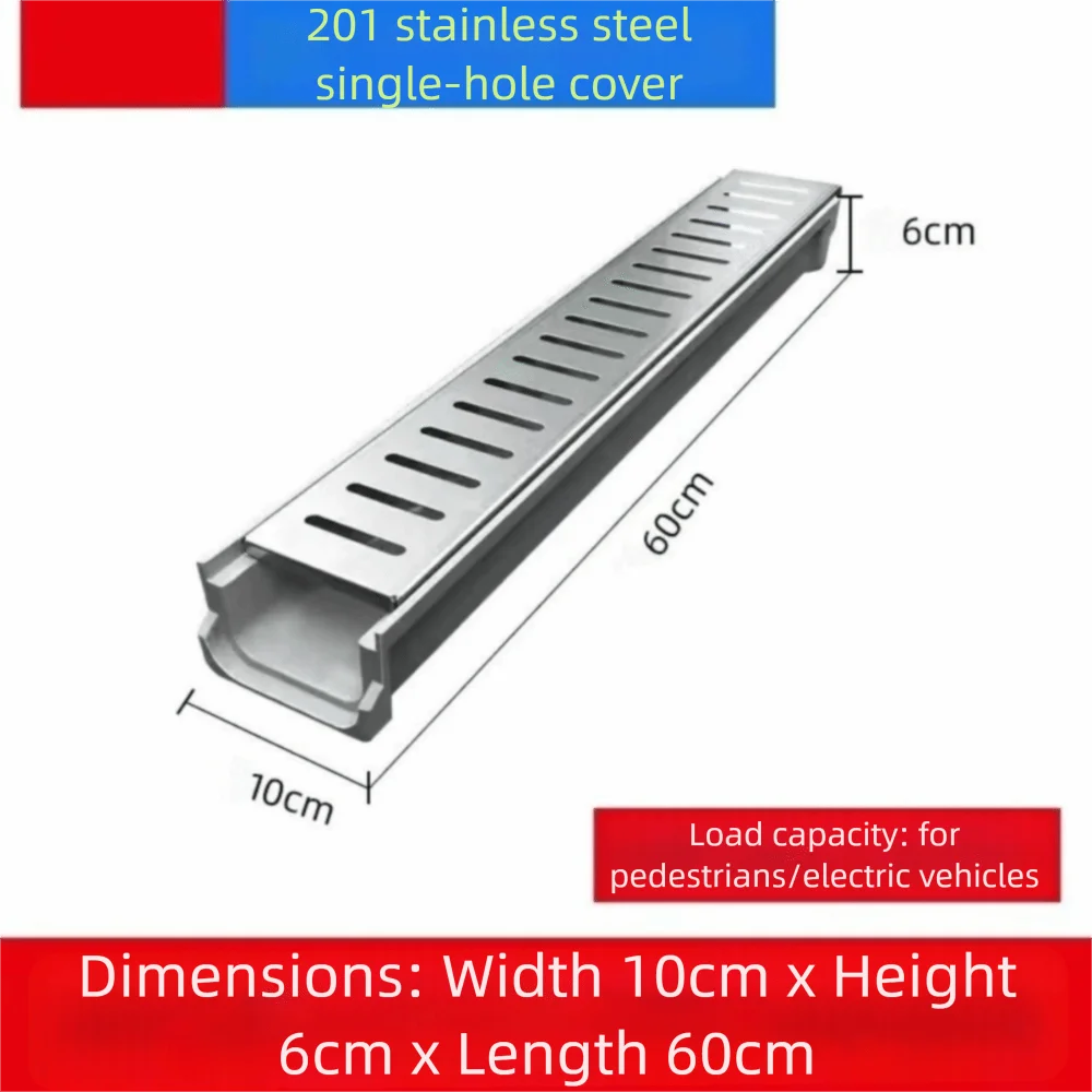Heavy Duty Resin Linear Drain U-Shape Gutter Steel Grate Cover Linear Channel Drain P3