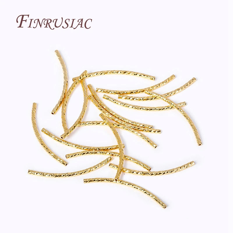 18K Gold Plated Curved Tube Beads – DIY Jewelry Making 20/25/30mm Jewelry Making Beads P3