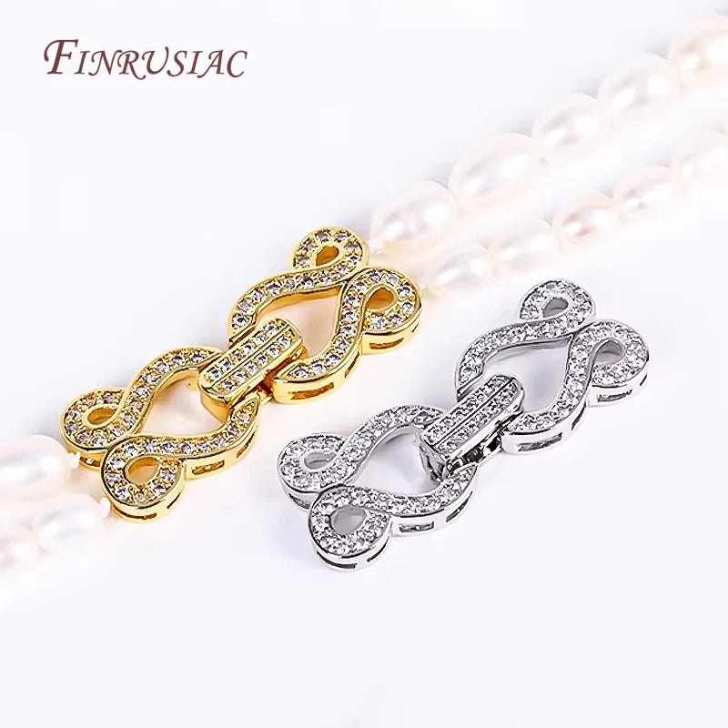 18K Gold Plated CZ Pearl Necklace Clasp – DIY Jewelry Findings Jewelry Clasp Findings P3