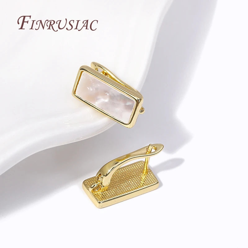18K Gold Plated Shell Rectangle Earring Hooks for DIY Jewelry Earring Hooks Findings P3