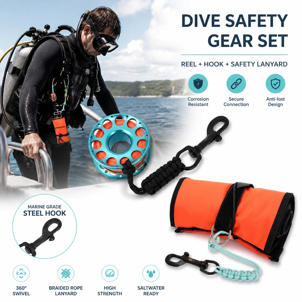 Scuba Diving Swivel Hook Clip – 316 Steel & Braided Lanyard Diving Hook Clip P3