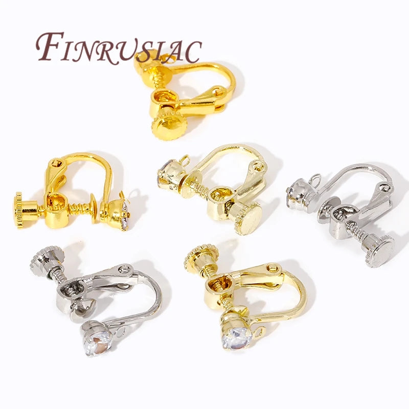 14K/18K Gold Plated Brass Screw Clip Earring Converters DIY Earring Findings P3