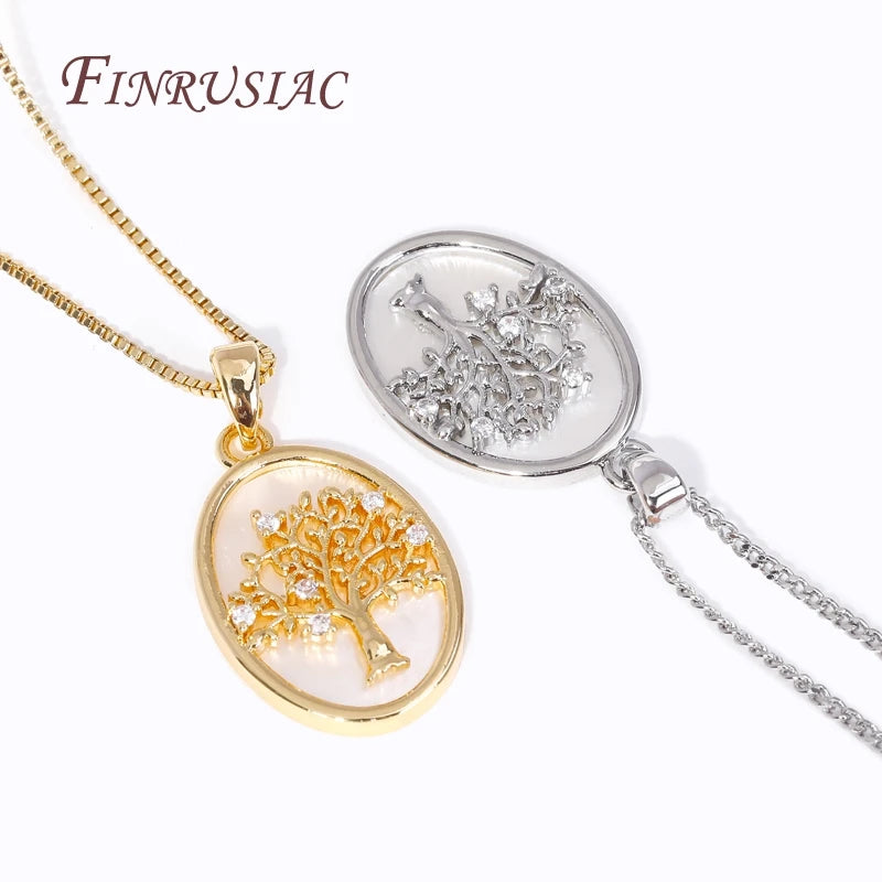 18K Gold Plated Tree of Life Shell Oval Charm Pendant for DIY Pendant Charm P3