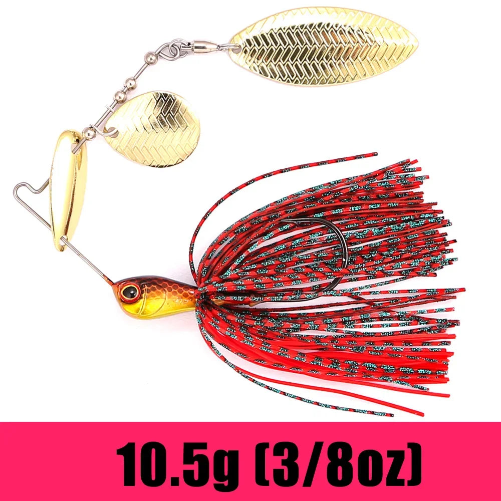 B&U Spinnerbait Metal Blade Lure – Bass Pike Predator Fish Spinnerbait Fishing Lure P3 red 3I8oz