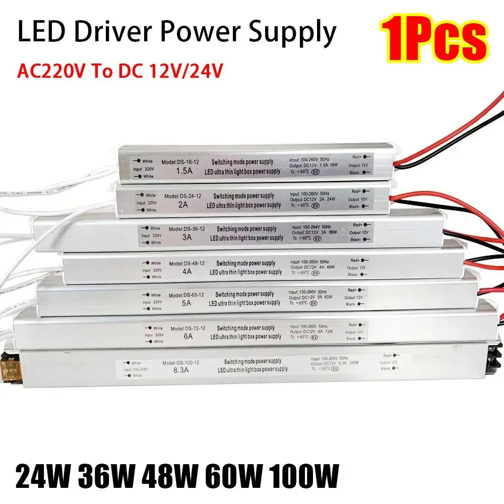 Ultra-Thin LED Driver Power Supply AC220V to DC 12V/24V 24W–60W LED Power Supply P3
