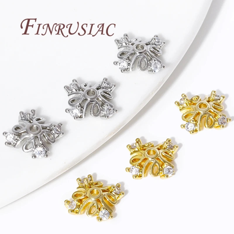 18K Gold Plated Brass Zircon Bead Caps – DIY Jewelry Findings Jewelry Bead Caps P3